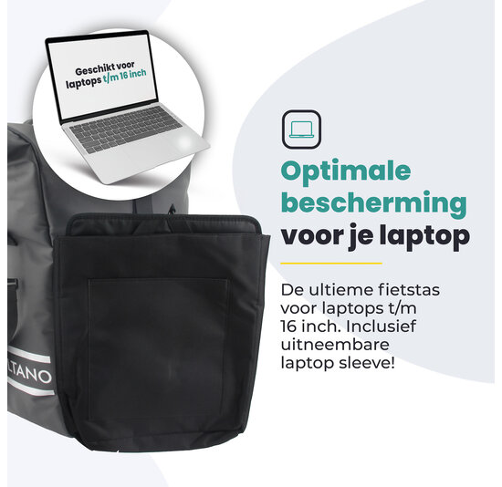 Voltano Journey Luxe Fietstas 28L - Zwart - Laptopvak - Enkele Pakaftas