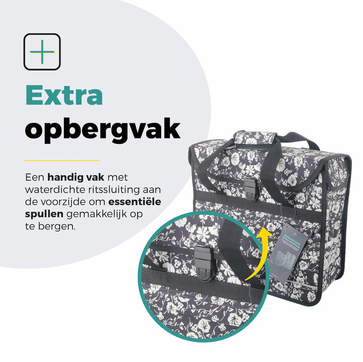 Voltano Voorgevormde Enkele Fietstas / Pakaftas - Midnight Blossom - 17L