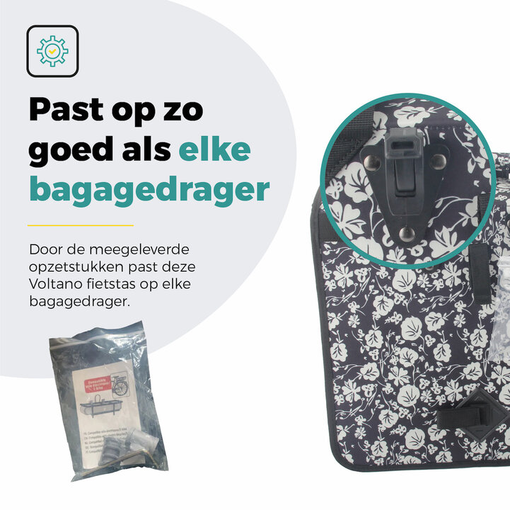 Voltano Voorgevormde Enkele Fietstas / Pakaftas - Midnight Blossom - 17L