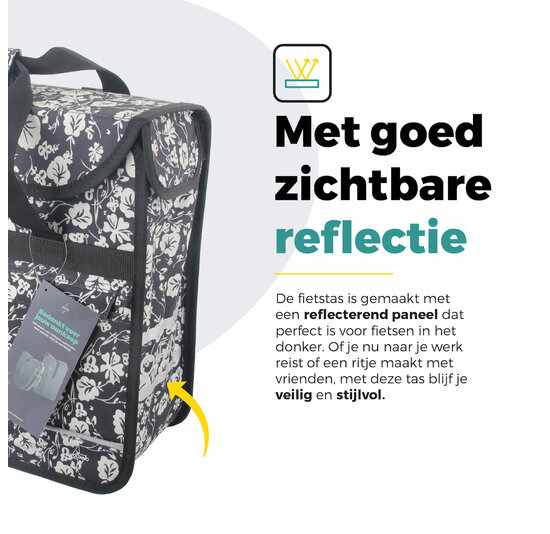 Voltano Voorgevormde Enkele Fietstas / Pakaftas - Midnight Blossom - 17L