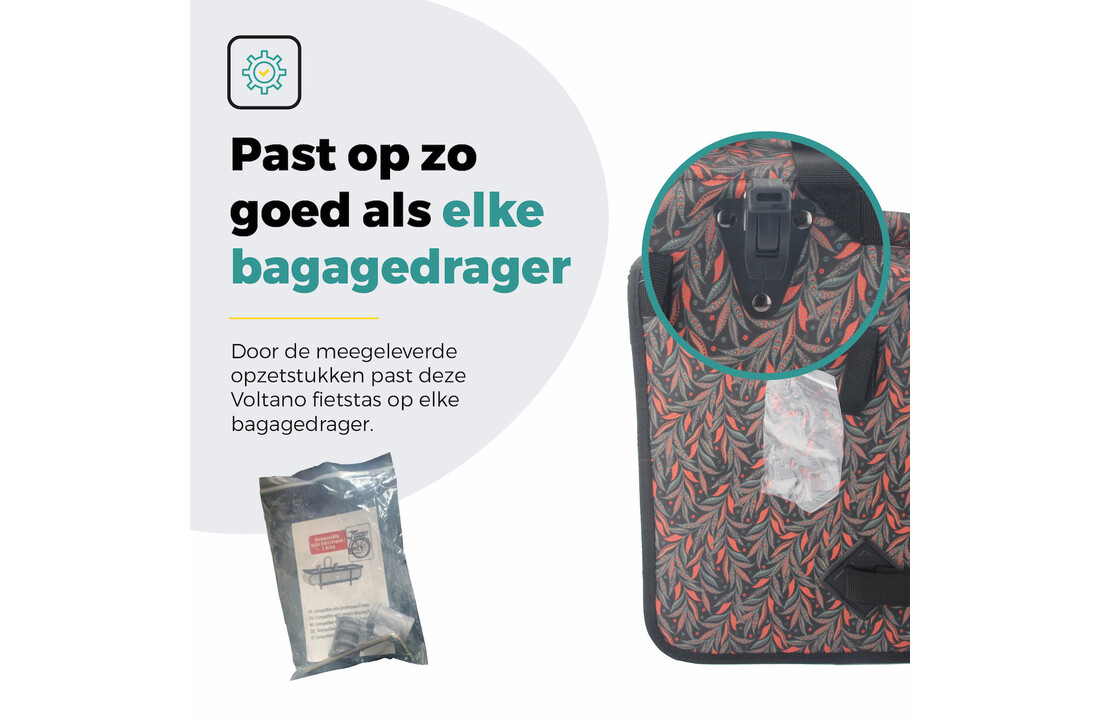 Voltano Voorgevormde Enkele Fietstas / Pakaftas - Crimson Leaf - 17L