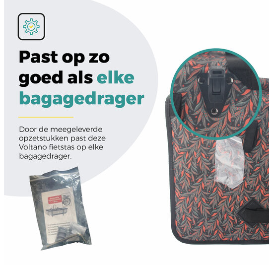 Voltano Voorgevormde Enkele Fietstas / Pakaftas - Crimson Leaf - 17L