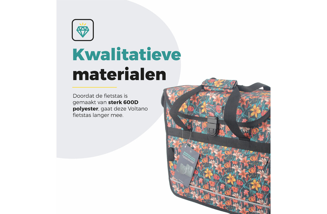Voltano Voorgevormde Enkele Fietstas / Pakaftas - Floral Fiesta - 17L