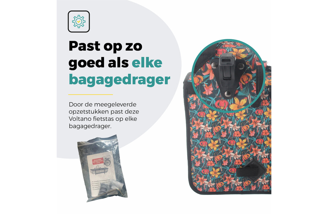 Voltano Voorgevormde Enkele Fietstas / Pakaftas - Floral Fiesta - 17L