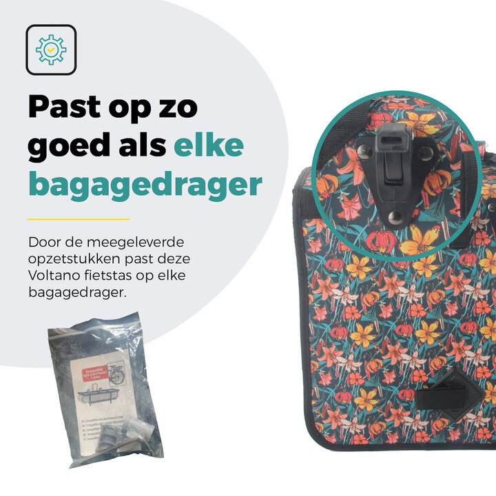 Voltano Voorgevormde Enkele Fietstas / Pakaftas - Floral Fiesta - 17L