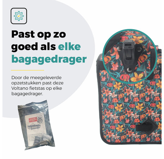 Voltano Voorgevormde Enkele Fietstas / Pakaftas - Floral Fiesta - 17L