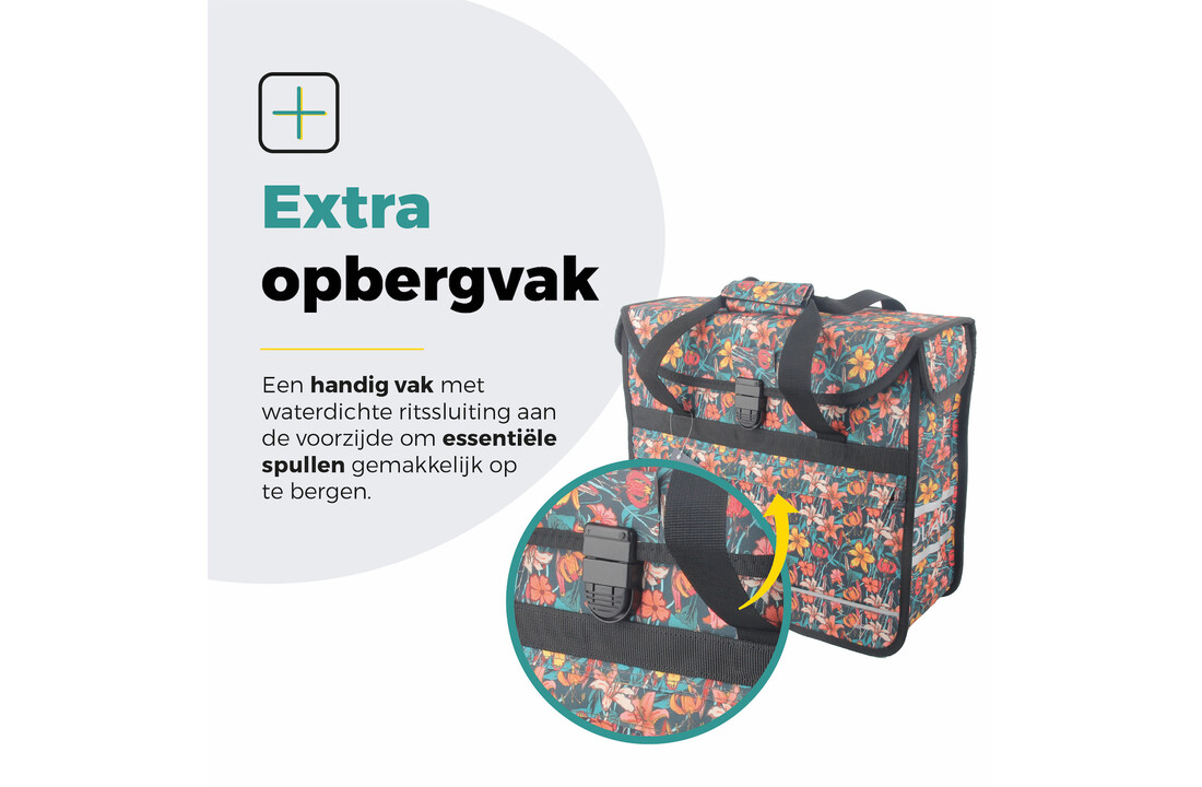 Voltano Voorgevormde Enkele Fietstas / Pakaftas - Floral Fiesta - 17L