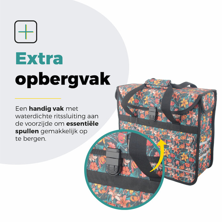 Voltano Voorgevormde Enkele Fietstas / Pakaftas - Floral Fiesta - 17L