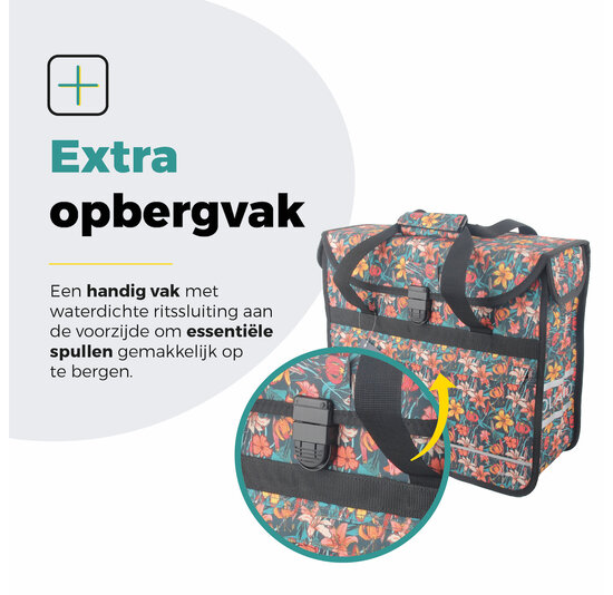 Voltano Voorgevormde Enkele Fietstas / Pakaftas - Floral Fiesta - 17L
