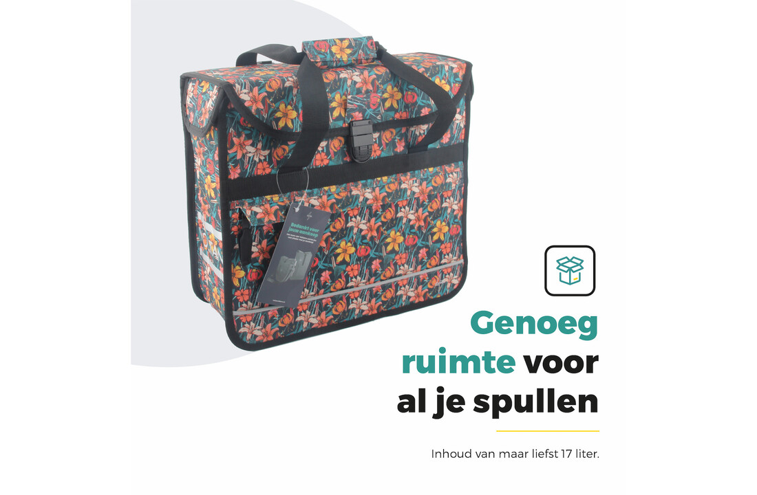 Voltano Voorgevormde Enkele Fietstas / Pakaftas - Floral Fiesta - 17L