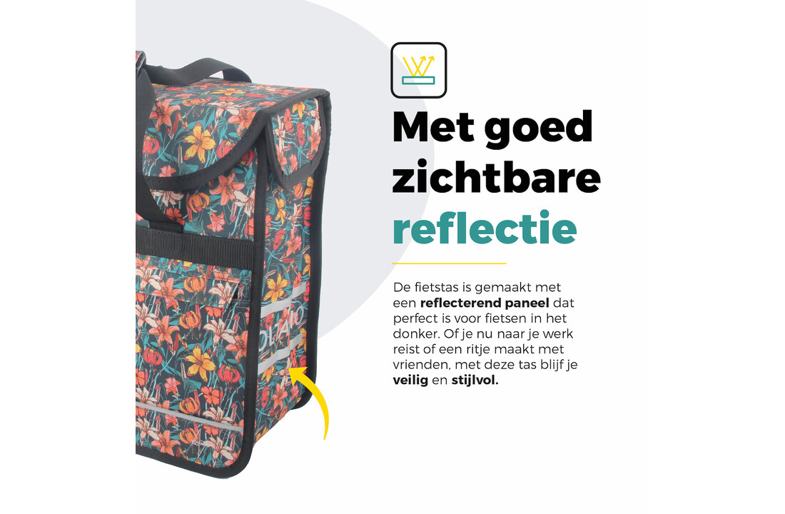 Voltano Voorgevormde Enkele Fietstas / Pakaftas - Floral Fiesta - 17L