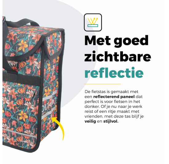 Voltano Voorgevormde Enkele Fietstas / Pakaftas - Floral Fiesta - 17L