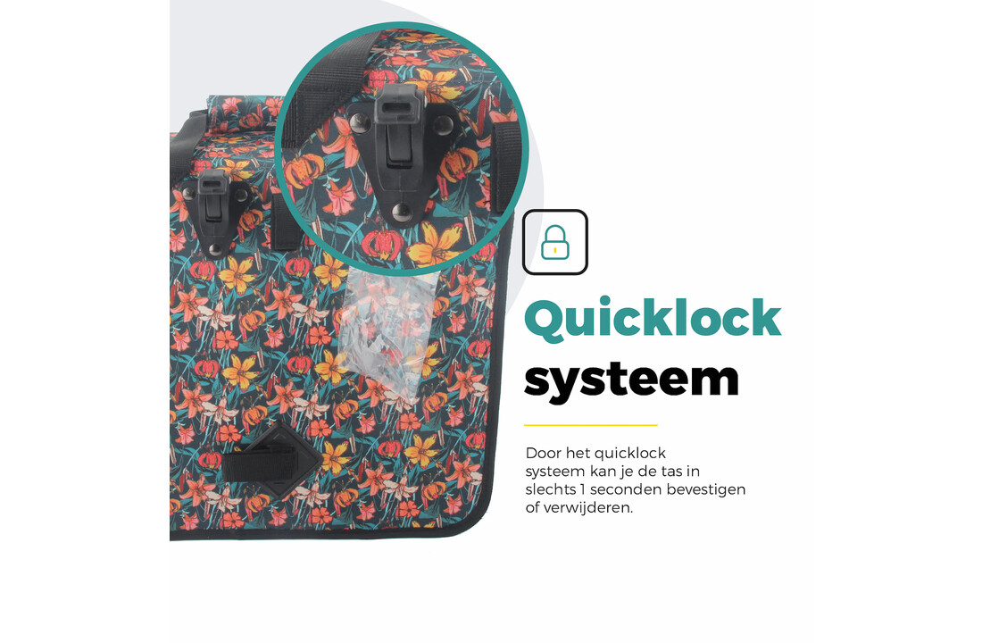 Voltano Voorgevormde Enkele Fietstas / Pakaftas - Floral Fiesta - 17L