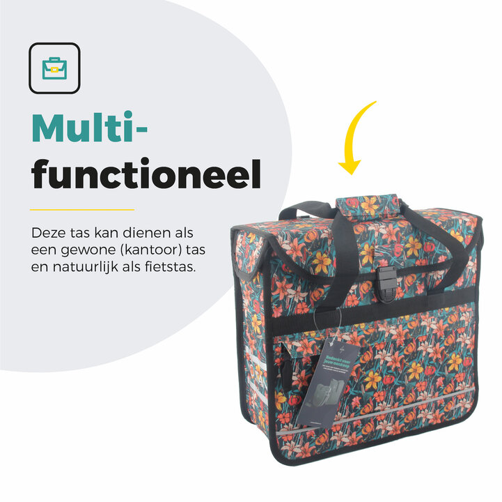 Voltano Voorgevormde Enkele Fietstas / Pakaftas - Floral Fiesta - 17L