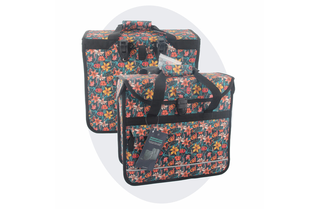 Voltano Voorgevormde Enkele Fietstas / Pakaftas - Floral Fiesta - 17L