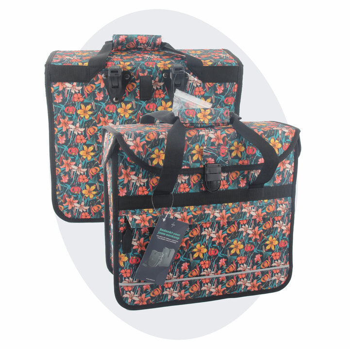 Voltano Voorgevormde Enkele Fietstas / Pakaftas - Floral Fiesta - 17L
