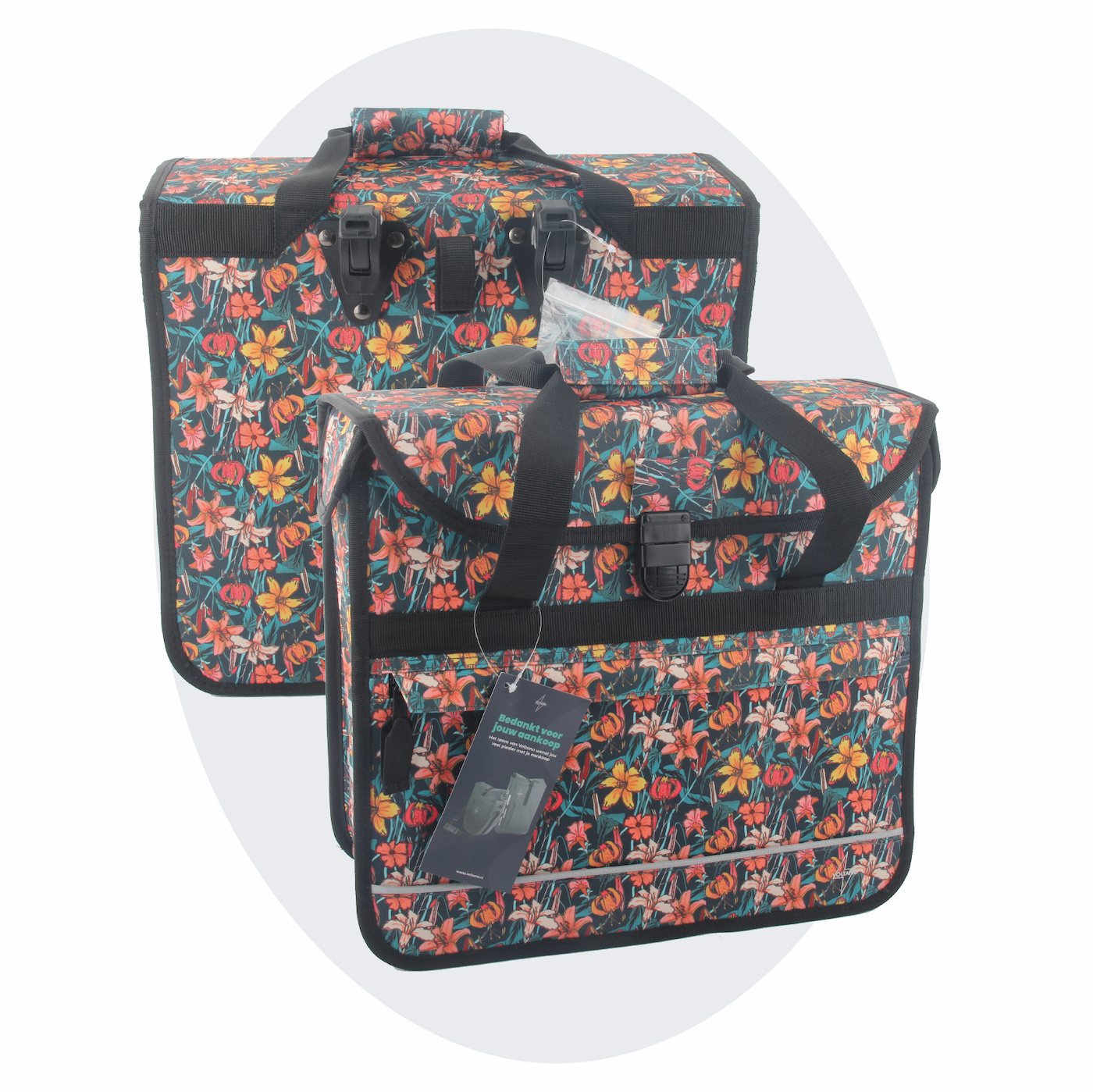 Voltano Voorgevormde Enkele Fietstas / Pakaftas - Floral Fiesta - 17L