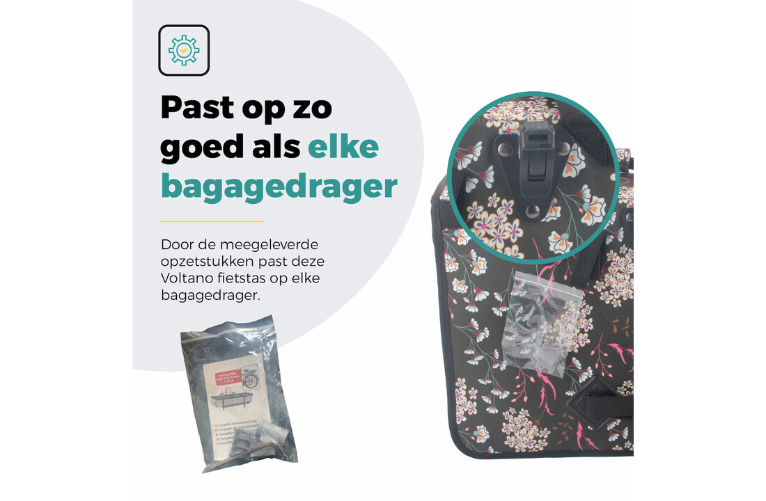 Voltano Voorgevormde Enkele Fietstas / Pakaftas - Pink Elegance - 17L