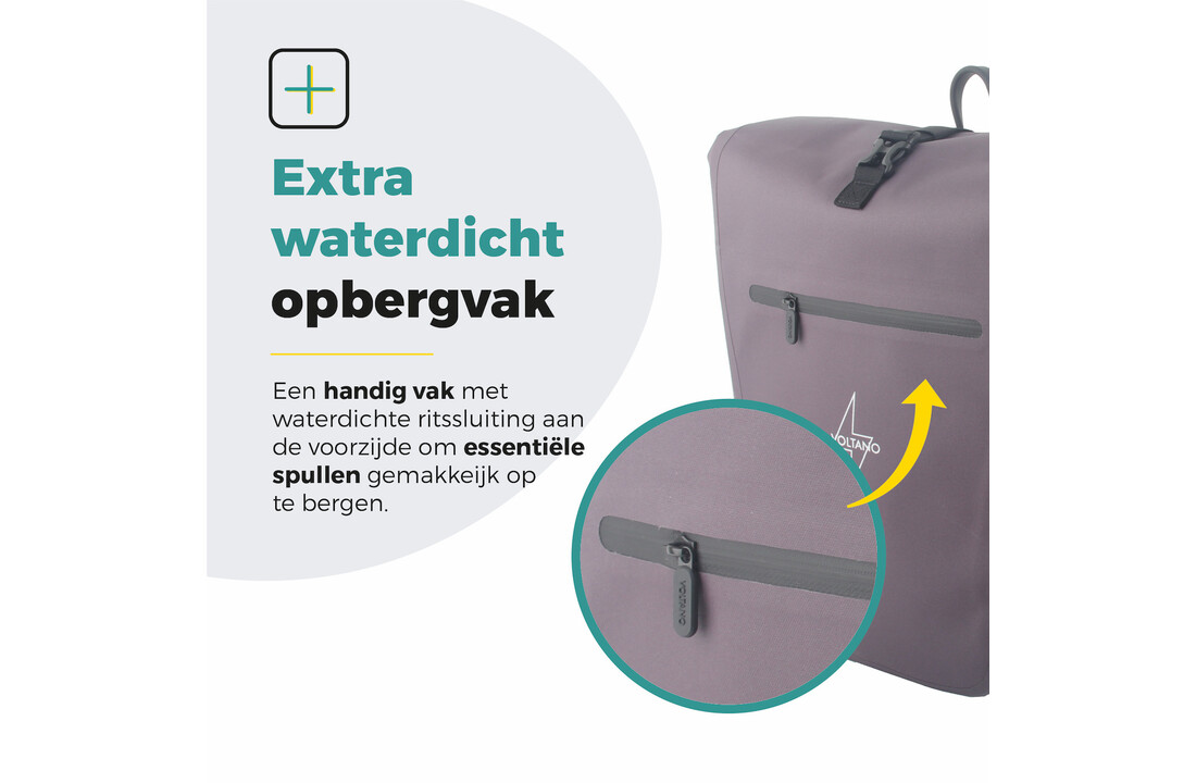 Voltano Luxe E-bike Fietstas 28L - Taupe - Pakaftas Met Laptop vak - 100% Waterdicht