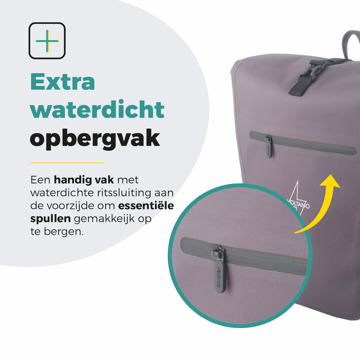 Voltano Luxe E-bike Fietstas 28L - Taupe - Pakaftas Met Laptop vak - 100% Waterdicht