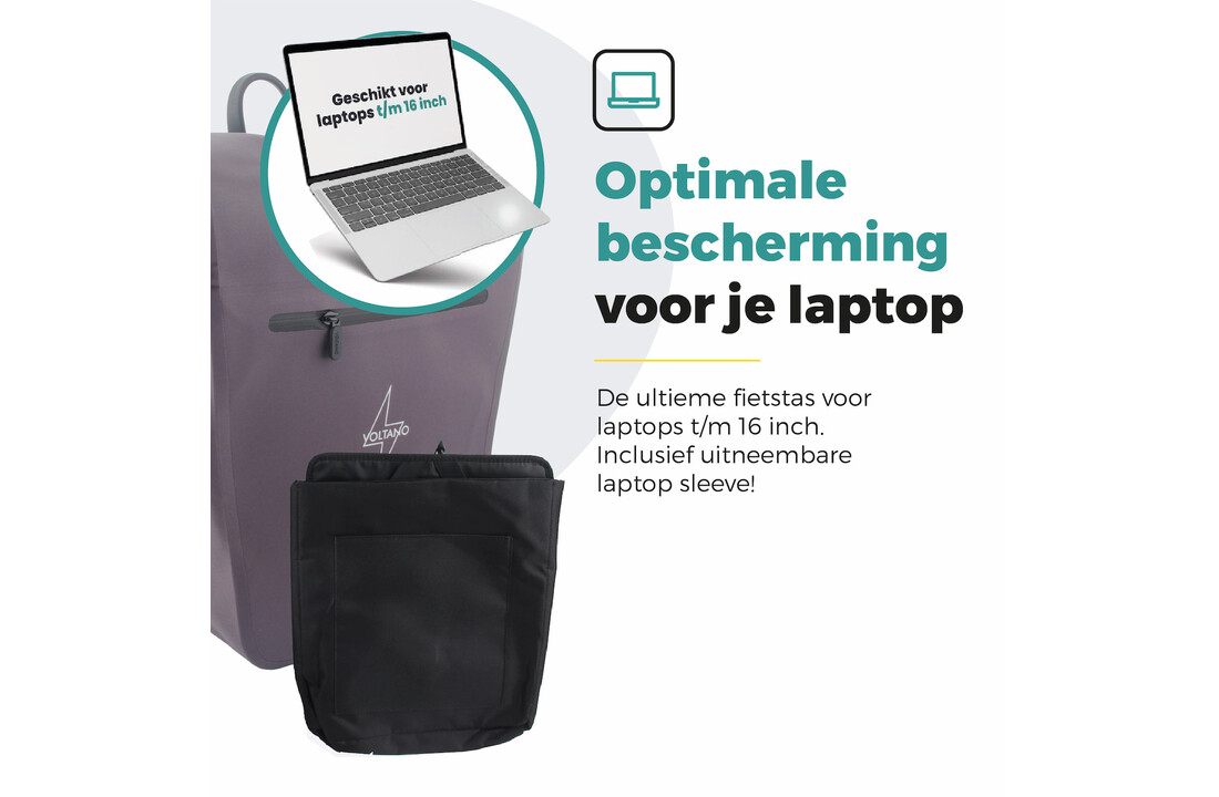 Voltano Luxe E-bike Fietstas 28L - Taupe - Pakaftas Met Laptop vak - 100% Waterdicht
