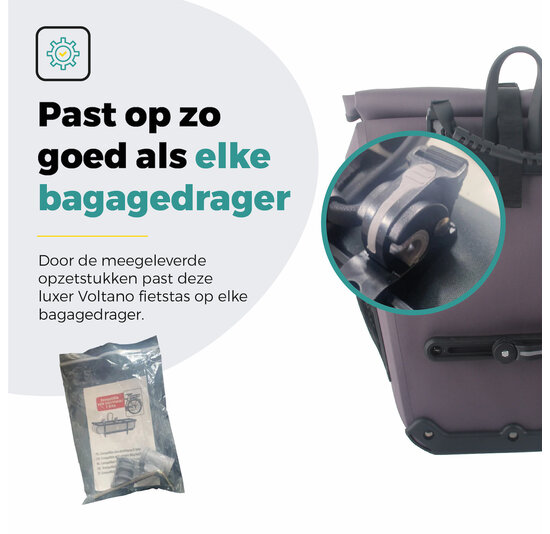 Voltano Luxe E-bike Fietstas 28L - Taupe - Pakaftas Met Laptop vak - 100% Waterdicht