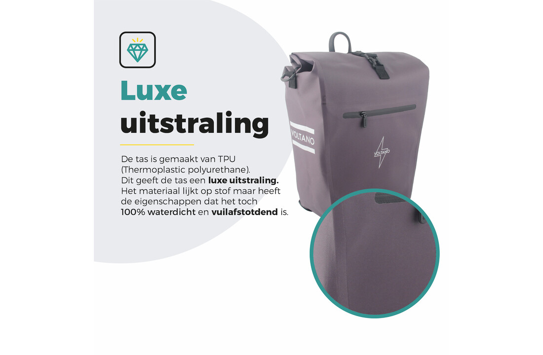 Voltano Luxe E-bike Fietstas 28L - Taupe - Pakaftas Met Laptop vak - 100% Waterdicht