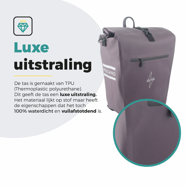 Voltano Luxe E-bike Fietstas 28L - Taupe - Pakaftas Met Laptop vak - 100% Waterdicht