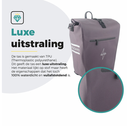 Voltano Luxe E-bike Fietstas 28L - Taupe - Pakaftas Met Laptop vak - 100% Waterdicht