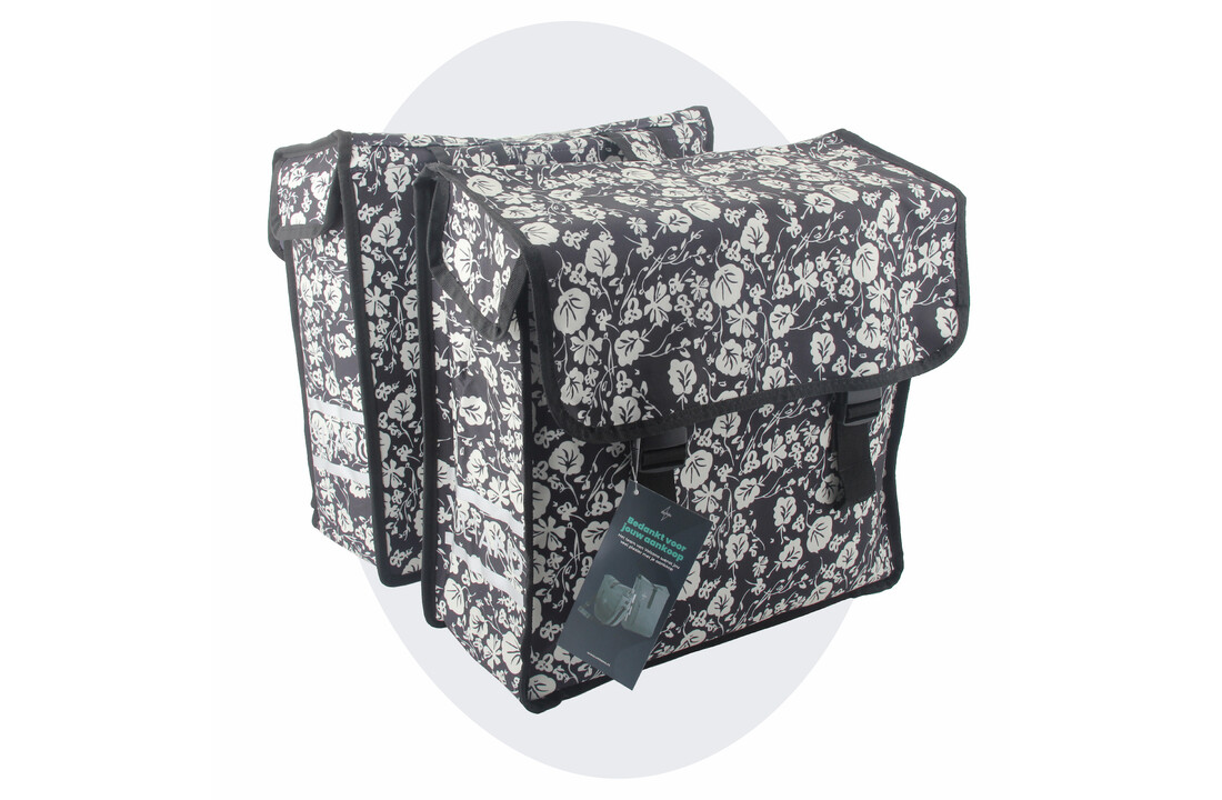 Voltano Dubbele Fietstas Midnight Blossom - 38 Liter - Waterdicht Polyester