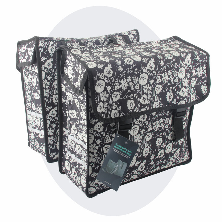 Voltano Dubbele Fietstas Midnight Blossom - 38 Liter - Waterdicht Polyester