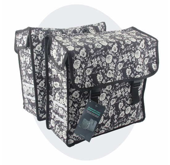 Voltano Dubbele Fietstas Midnight Blossom - 38 Liter - Waterdicht Polyester