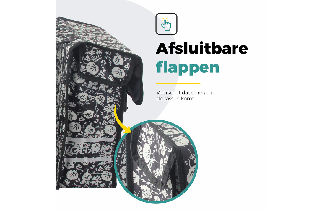 Voltano Dubbele Fietstas Midnight Blossom - 38 Liter - Waterdicht Polyester