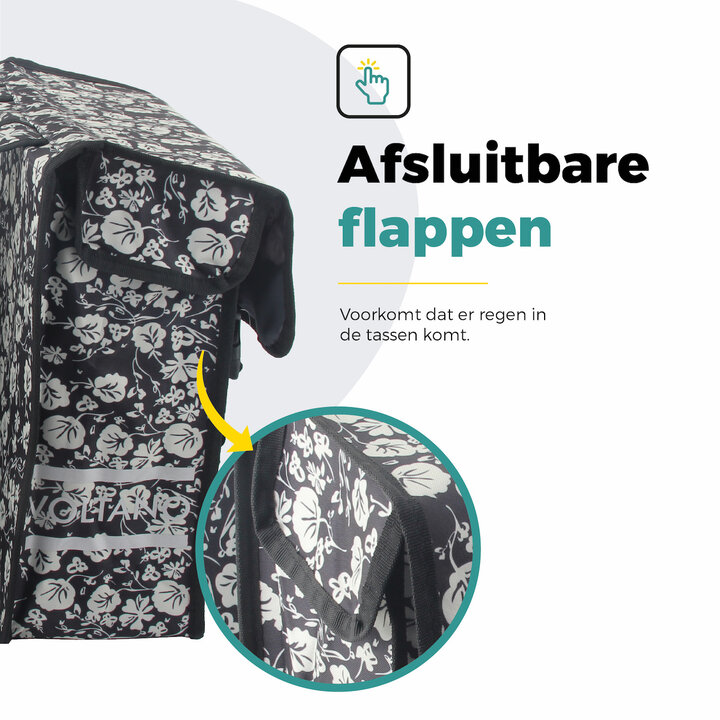 Voltano Dubbele Fietstas Midnight Blossom - 38 Liter - Waterdicht Polyester