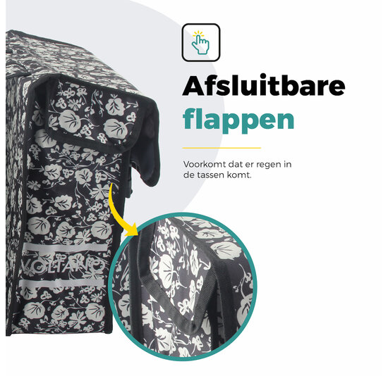 Voltano Dubbele Fietstas Midnight Blossom - 38 Liter - Waterdicht Polyester
