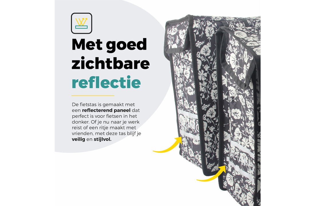 Voltano Dubbele Fietstas Midnight Blossom - 38 Liter - Waterdicht Polyester