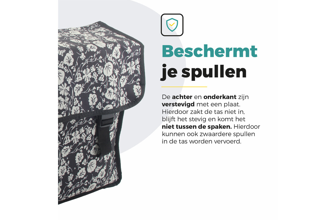 Voltano Dubbele Fietstas Midnight Blossom - 38 Liter - Waterdicht Polyester
