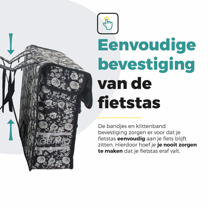 Voltano Dubbele Fietstas Midnight Blossom - 38 Liter - Waterdicht Polyester