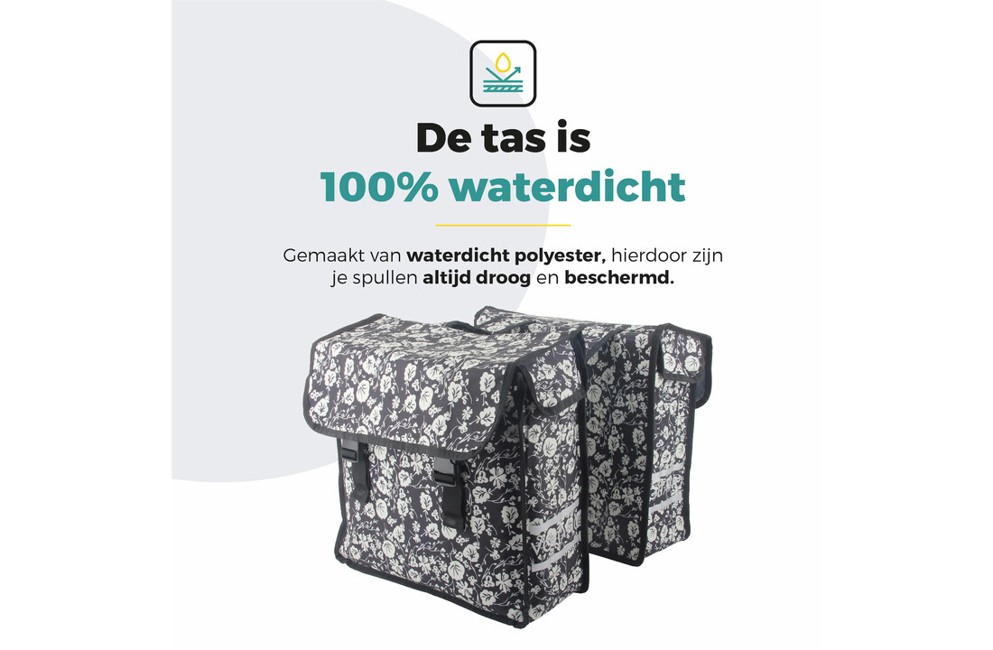 Voltano Dubbele Fietstas Midnight Blossom - 38 Liter - Waterdicht Polyester