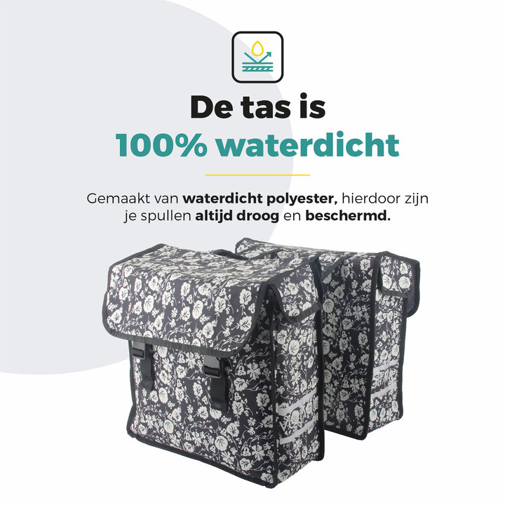 Voltano Dubbele Fietstas Midnight Blossom - 38 Liter - Waterdicht Polyester