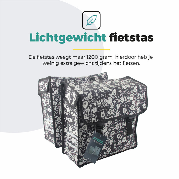 Voltano Dubbele Fietstas Midnight Blossom - 38 Liter - Waterdicht Polyester