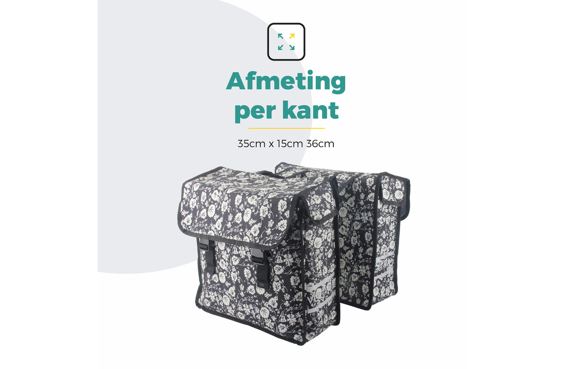 Voltano Dubbele Fietstas Midnight Blossom - 38 Liter - Waterdicht Polyester