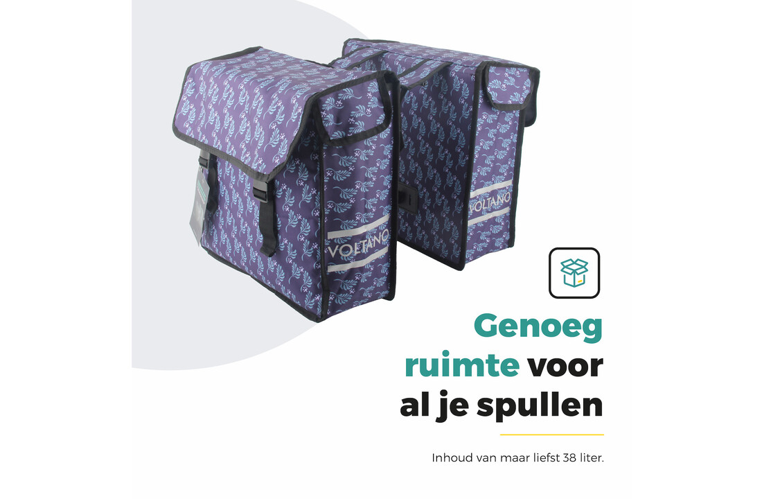 Voltano Dubbele Fietstas Purple Passion - 38 Liter - Waterdicht Polyester