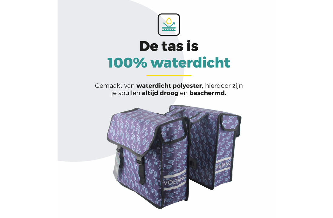 Voltano Dubbele Fietstas Purple Passion - 38 Liter - Waterdicht Polyester