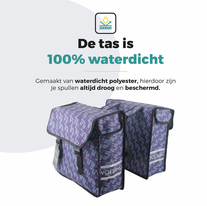 Voltano Dubbele Fietstas Purple Passion - 38 Liter - Waterdicht Polyester