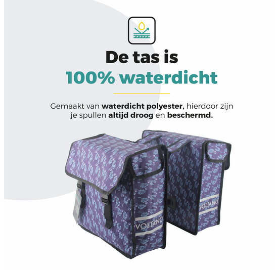 Voltano Dubbele Fietstas Purple Passion - 38 Liter - Waterdicht Polyester