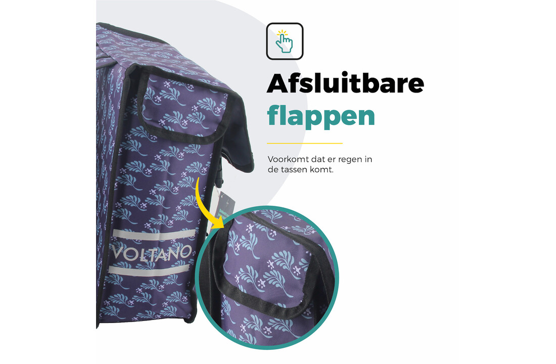 Voltano Dubbele Fietstas Purple Passion - 38 Liter - Waterdicht Polyester