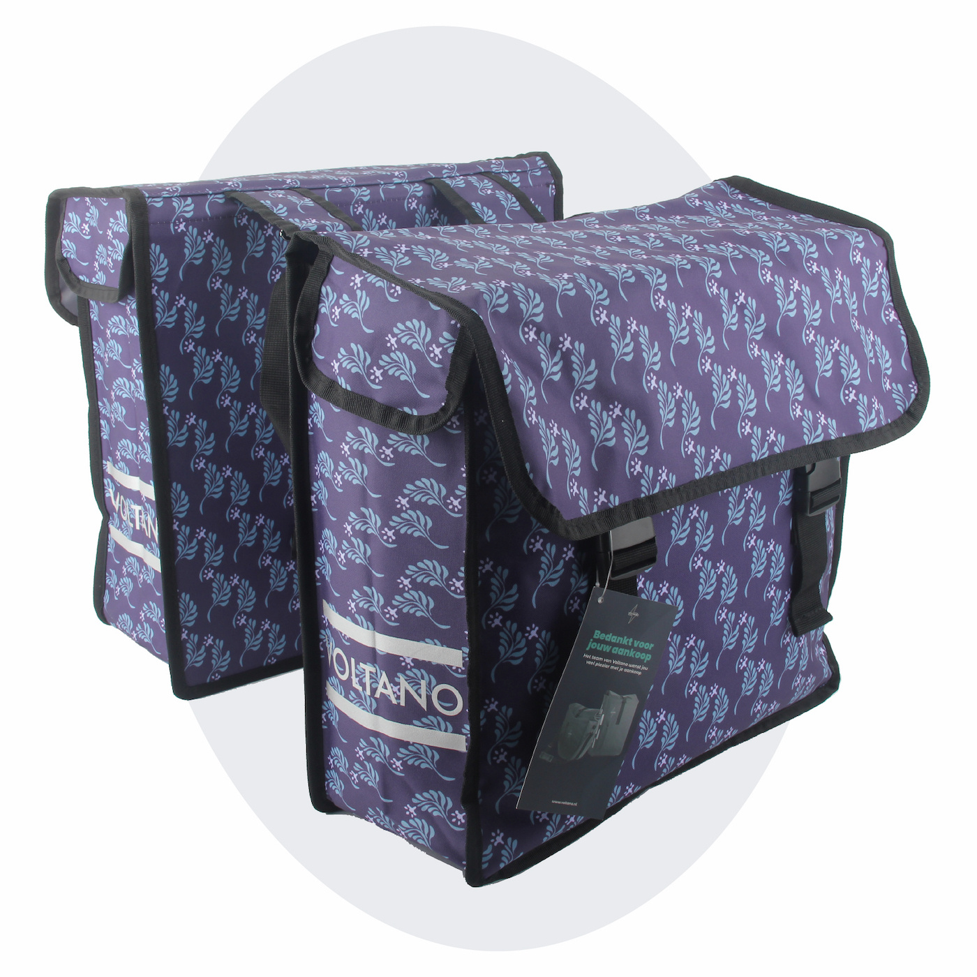 Voltano Dubbele Fietstas Purple Passion - 38 Liter - Waterdicht Polyester