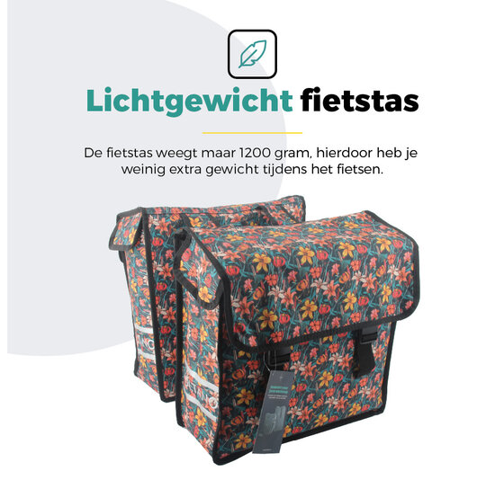 Voltano Dubbele Fietstas Floral Fiesta - 38 Liter - Waterdicht Polyester