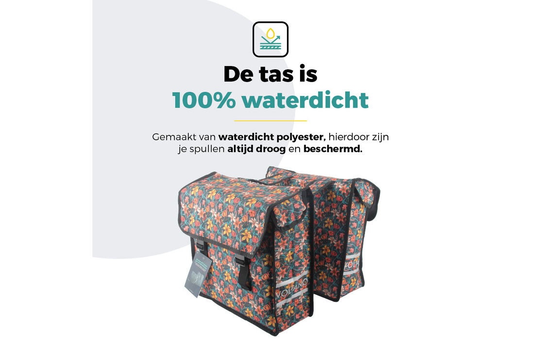 Voltano Dubbele Fietstas Floral Fiesta - 38 Liter - Waterdicht Polyester